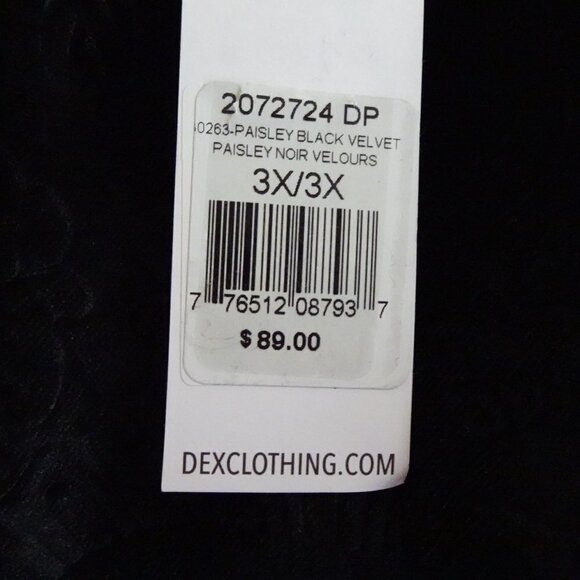 Dex Plus Velvet Pants Women's Plus Size 3X Black Paisley Textured - Picture 9 of 11